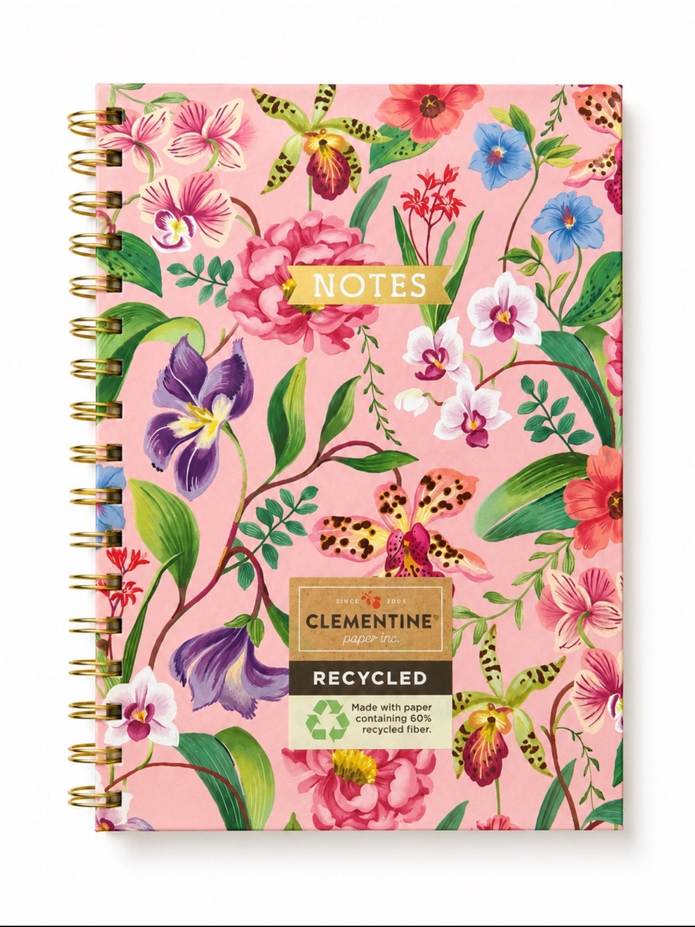 Clementine pink wildflowers Floral Spiral Notebook